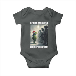 Resist Frog Christmas Baby Onesie Funny Portland Protest ICE Activist Meme TS14 Dark Heather Print Your Wear