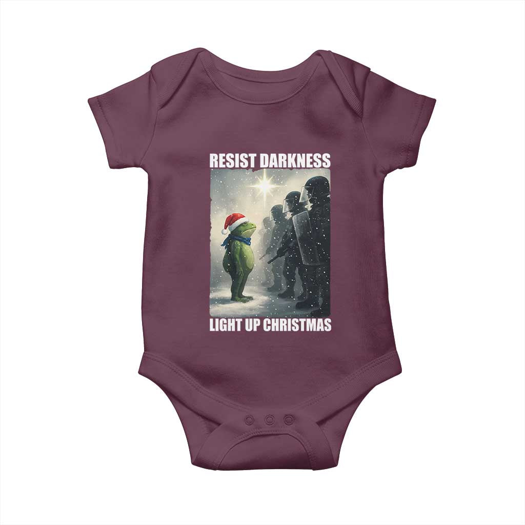 Resist Frog Christmas Baby Onesie Funny Portland Protest ICE Activist Meme TS14 Maroon Print Your Wear