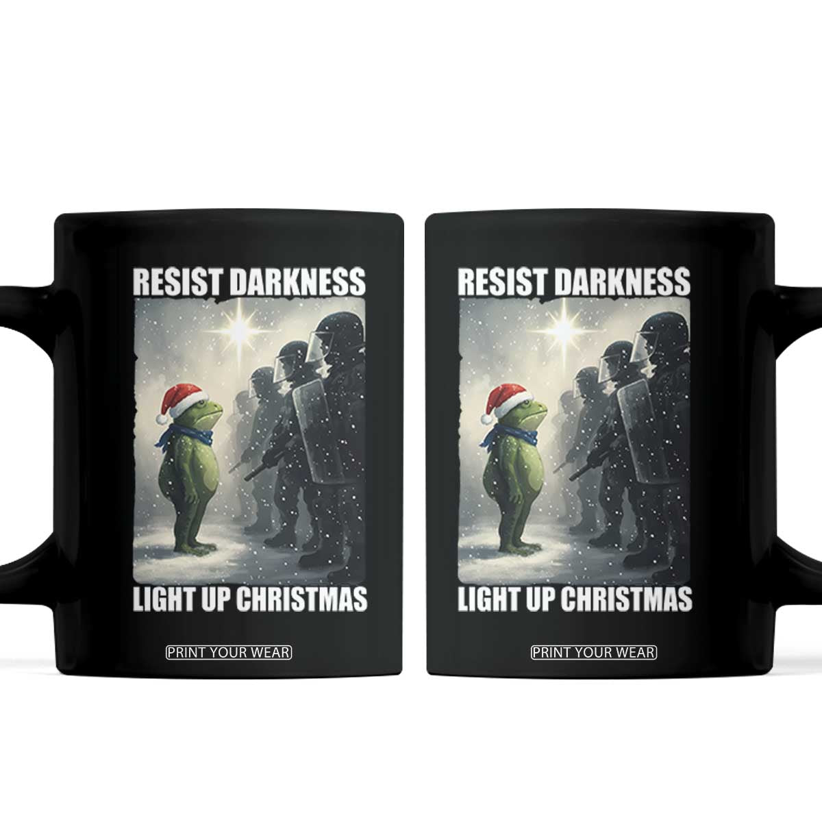Resist Frog Christmas Coffee Mug Funny Portland Protest ICE Activist Meme TS14 Black Print Your Wear