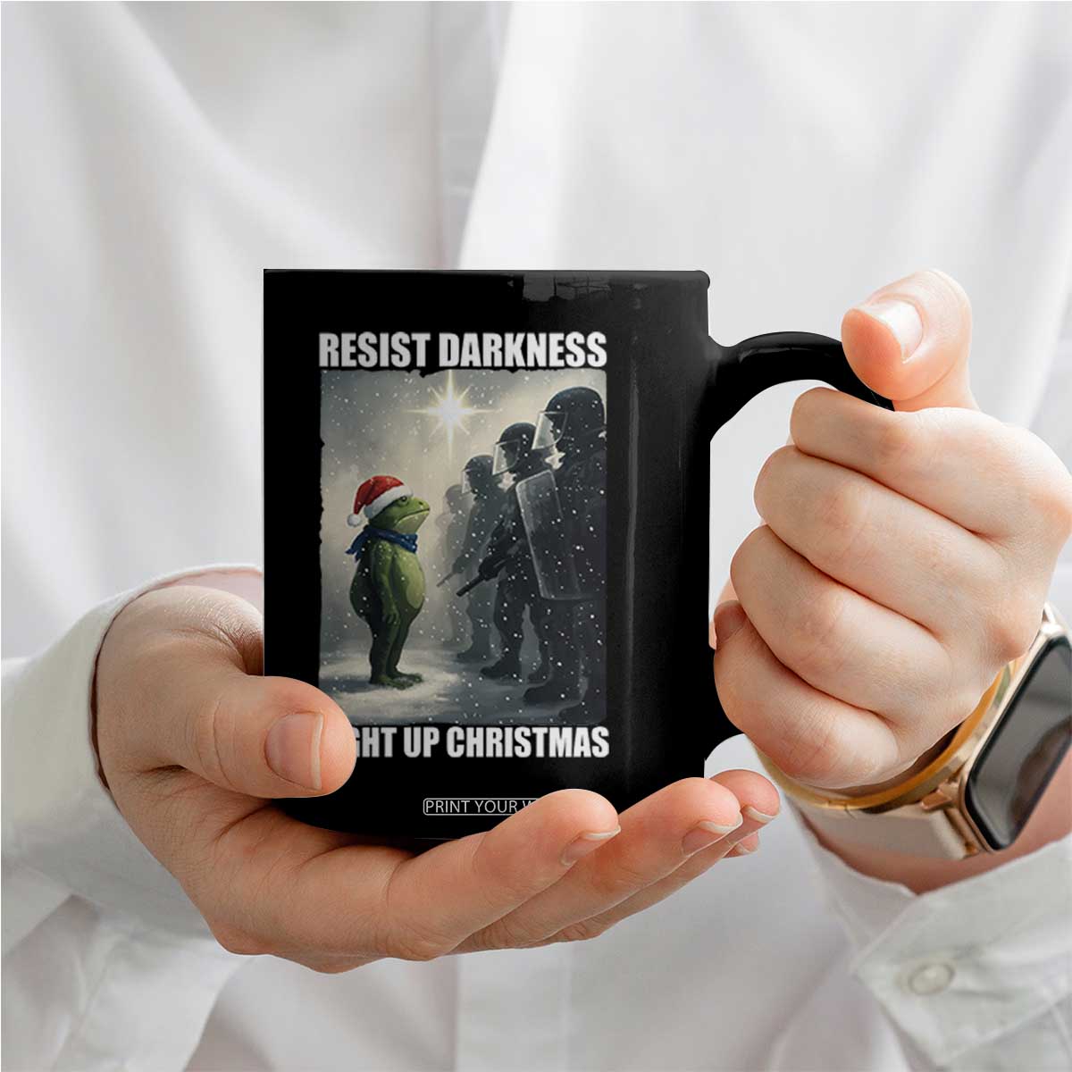 Resist Frog Christmas Coffee Mug Funny Portland Protest ICE Activist Meme TS14 Print Your Wear