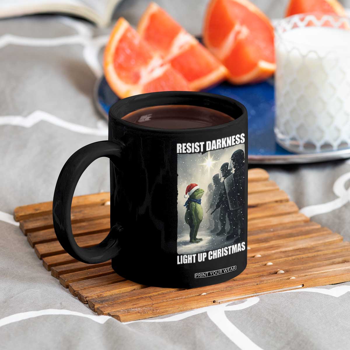 Resist Frog Christmas Coffee Mug Funny Portland Protest ICE Activist Meme TS14 Print Your Wear