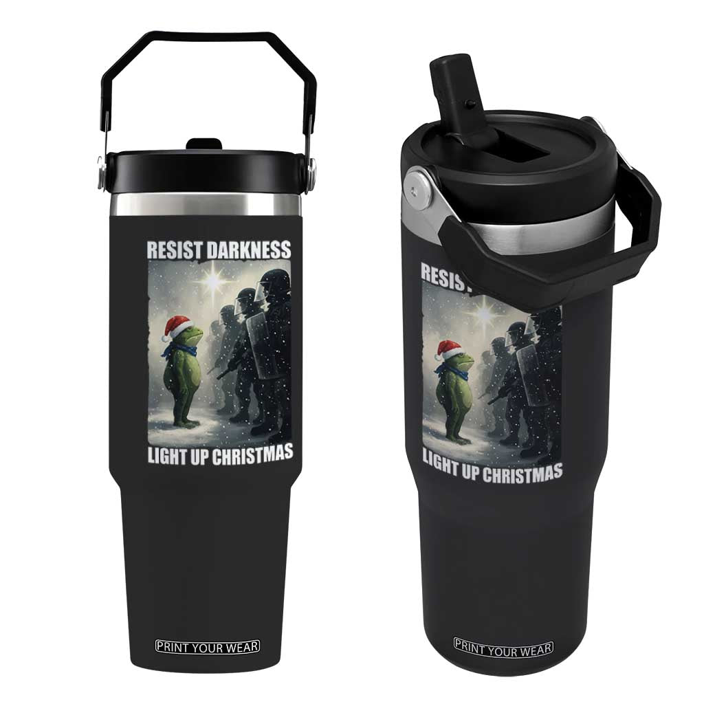 Resist Frog Christmas Flip Straw Tumbler Funny Portland Protest ICE Activist Meme TS14 One Size: 30 oz Black Print Your Wear