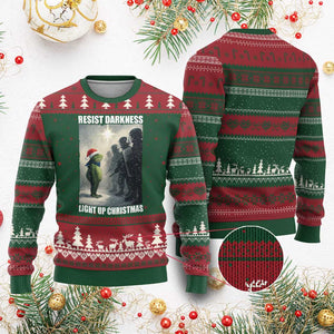 Resist Frog Xmas Ugly Christmas Sweater Funny Portland Protest ICE Activist Meme - Print Your Wear