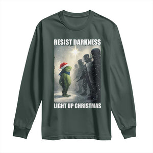Resist Frog Christmas Long Sleeve Shirt Funny Portland Protest ICE Activist Meme TS14 Dark Forest Green Print Your Wear