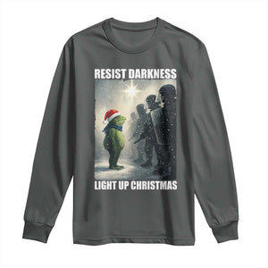 Resist Frog Christmas Long Sleeve Shirt Funny Portland Protest ICE Activist Meme TS14 Dark Heather Print Your Wear