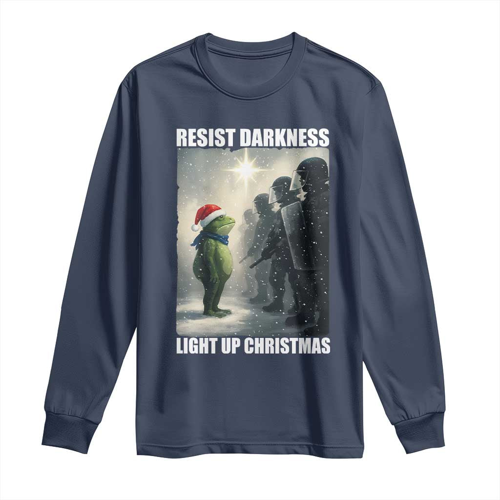 Resist Frog Christmas Long Sleeve Shirt Funny Portland Protest ICE Activist Meme TS14 Navy Print Your Wear