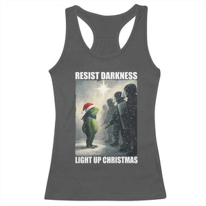Resist Frog Christmas Racerback Tank Top Funny Portland Protest ICE Activist Meme TS14 Dark Heather Print Your Wear