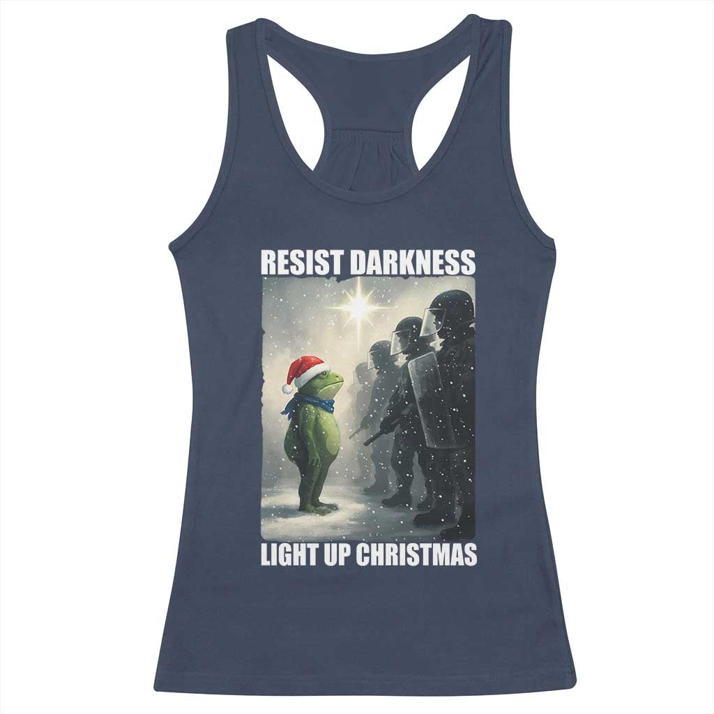 Resist Frog Christmas Racerback Tank Top Funny Portland Protest ICE Activist Meme TS14 Navy Print Your Wear