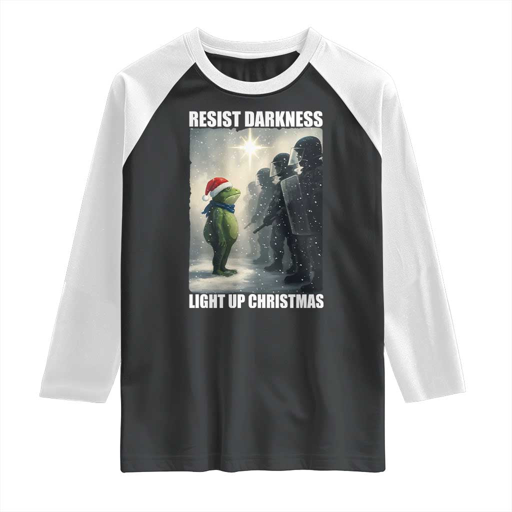 Resist Frog Christmas Raglan Shirt Funny Portland Protest ICE Activist Meme TS14 Black White Print Your Wear