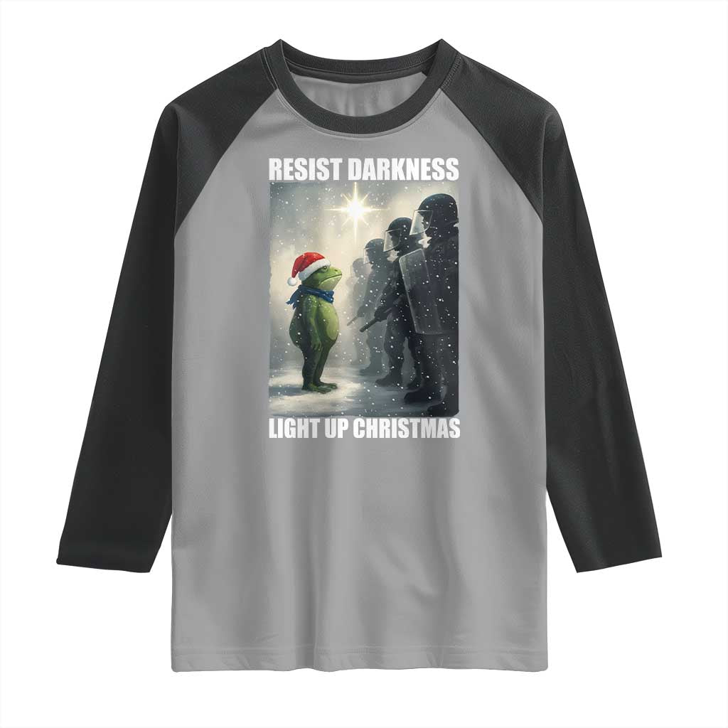 Resist Frog Christmas Raglan Shirt Funny Portland Protest ICE Activist Meme TS14 Sport Gray Black Print Your Wear