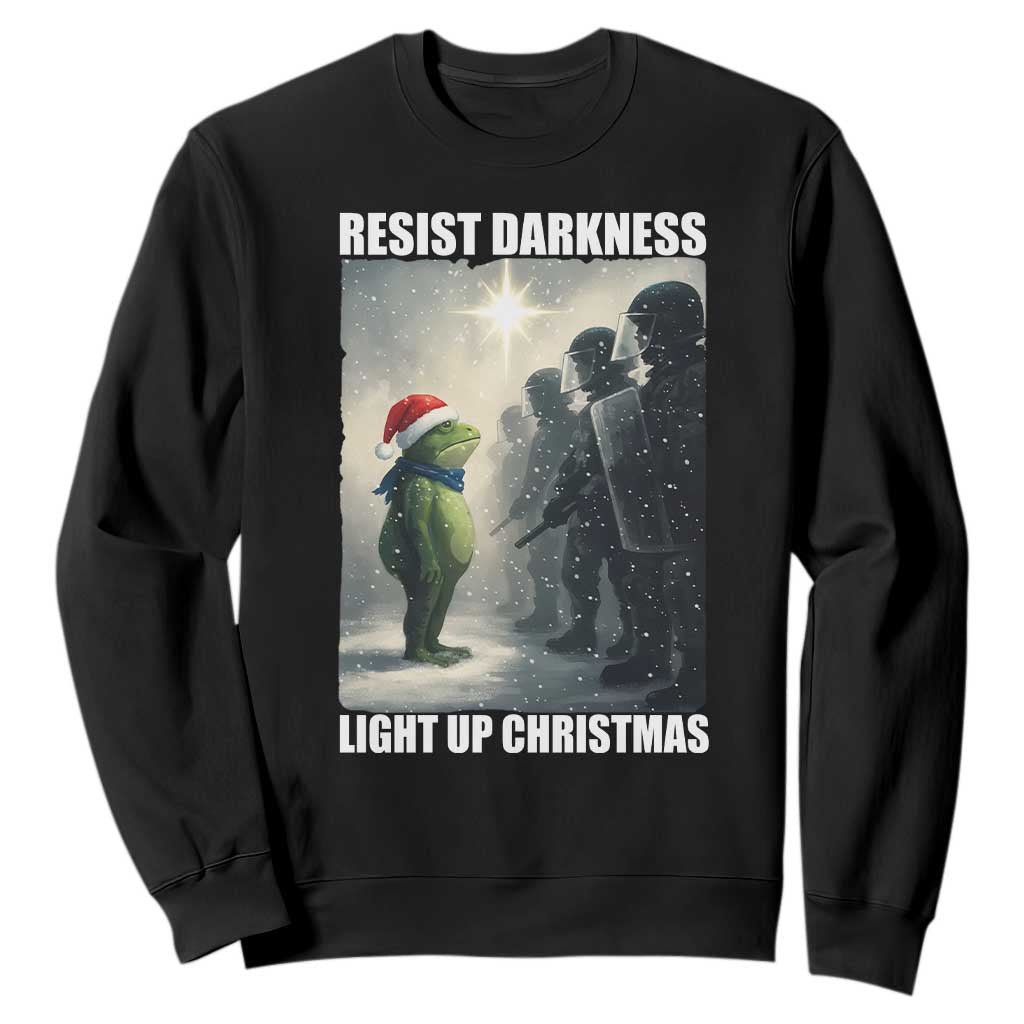 Resist Frog Christmas Sweatshirt Funny Portland Protest ICE Activist Meme TS14 Black Print Your Wear
