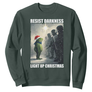 Resist Frog Christmas Sweatshirt Funny Portland Protest ICE Activist Meme TS14 Dark Forest Green Print Your Wear