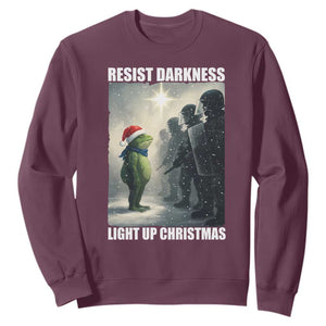 Resist Frog Christmas Sweatshirt Funny Portland Protest ICE Activist Meme TS14 Maroon Print Your Wear