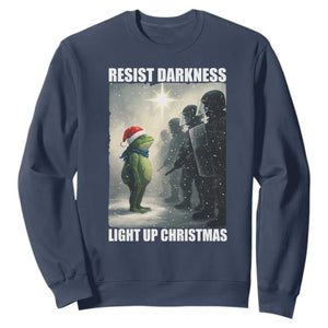 Resist Frog Christmas Sweatshirt Funny Portland Protest ICE Activist Meme TS14 Navy Print Your Wear