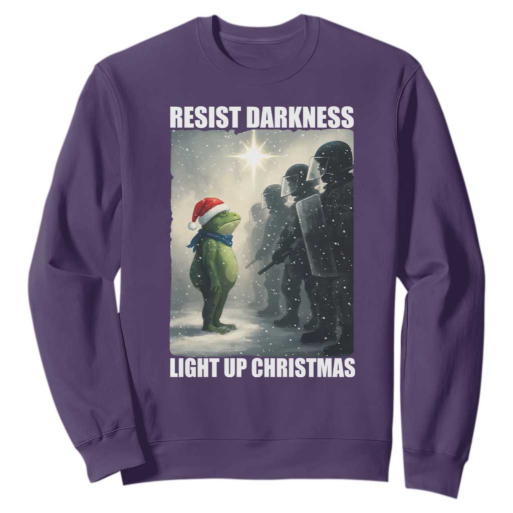 Resist Frog Christmas Sweatshirt Funny Portland Protest ICE Activist Meme TS14 Purple Print Your Wear