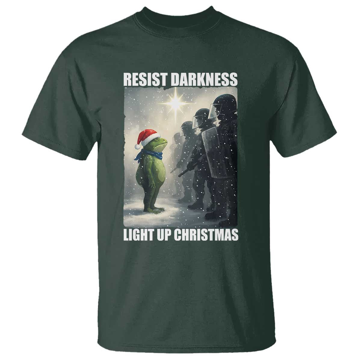 Resist Frog Christmas T Shirt Funny Portland Protest ICE Activist Meme TS14 Dark Forest Green Print Your Wear