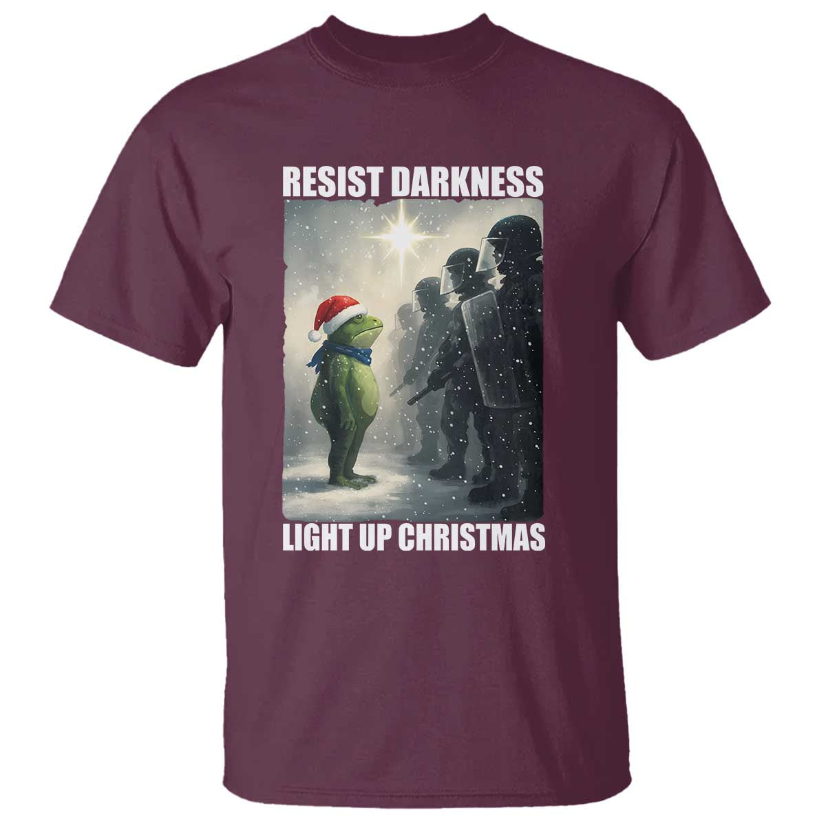 Resist Frog Christmas T Shirt Funny Portland Protest ICE Activist Meme TS14 Maroon Print Your Wear