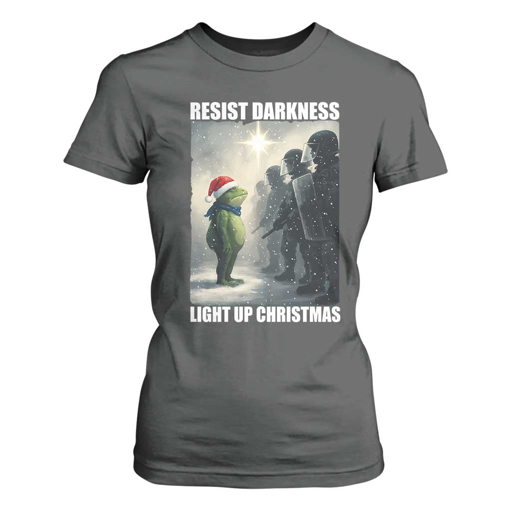 Resist Frog Christmas T Shirt For Women Funny Portland Protest ICE Activist Meme TS14 Dark Heather Print Your Wear