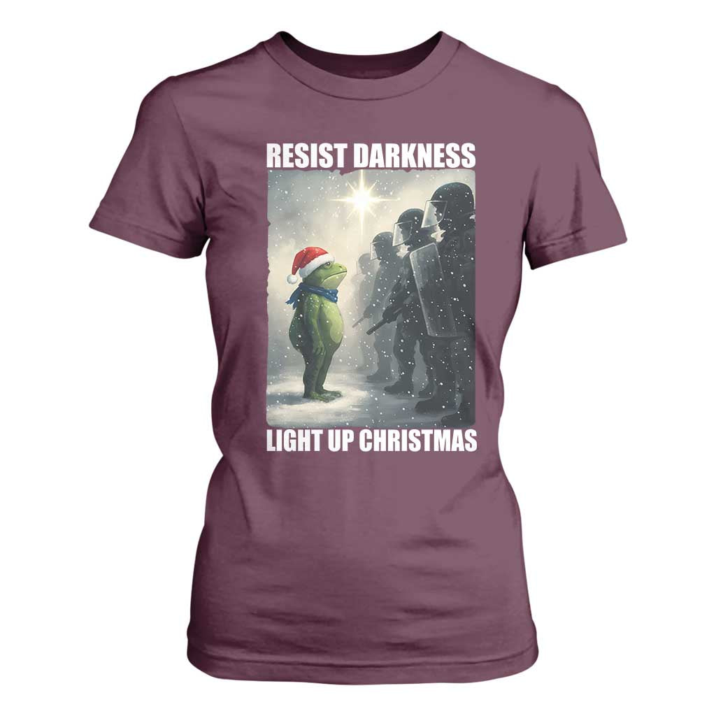 Resist Frog Christmas T Shirt For Women Funny Portland Protest ICE Activist Meme TS14 Maroon Print Your Wear