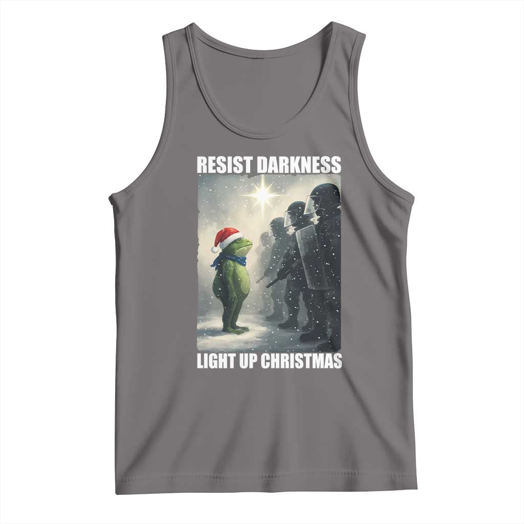 Resist Frog Christmas Tank Top Funny Portland Protest ICE Activist Meme TS14 Deep Heather Print Your Wear