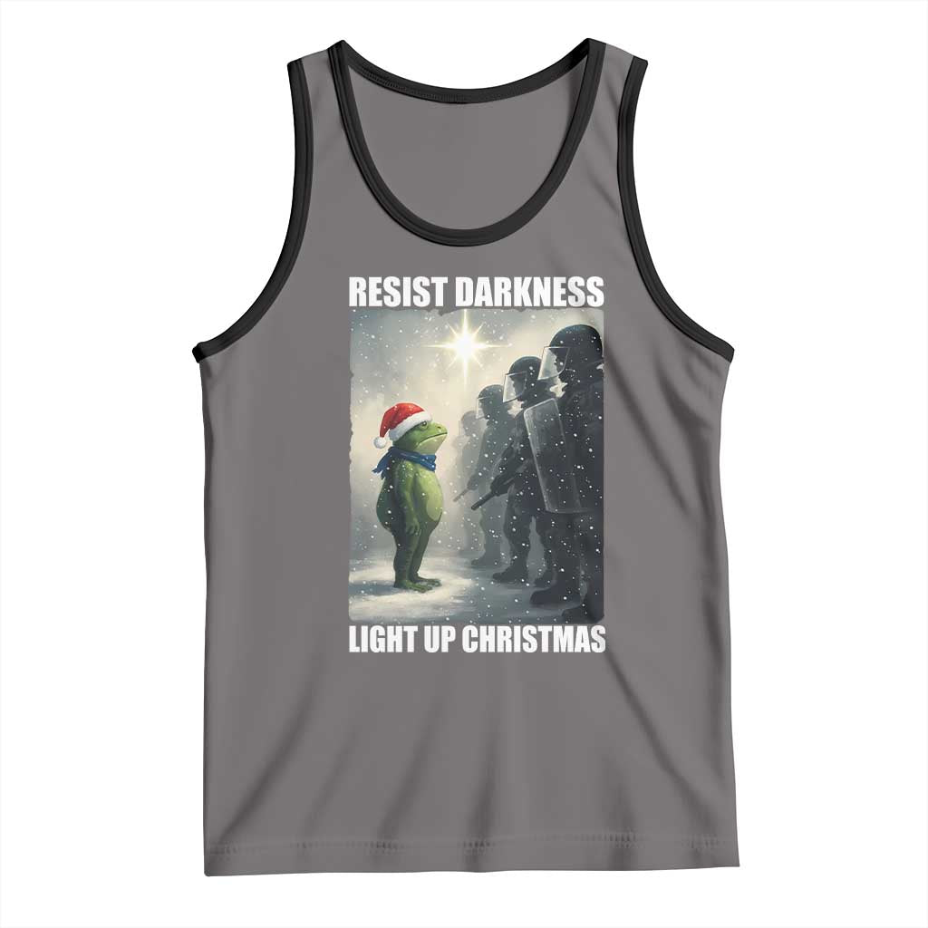 Resist Frog Christmas Tank Top Funny Portland Protest ICE Activist Meme TS14 Deep Heather Black Print Your Wear