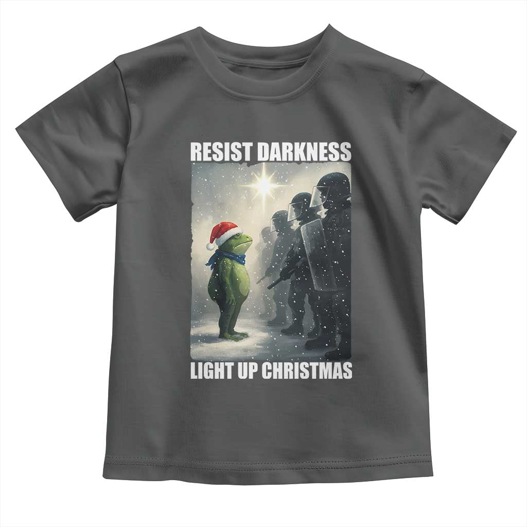 Resist Frog Christmas Toddler T Shirt Funny Portland Protest ICE Activist Meme TS14 Dark Heather Print Your Wear