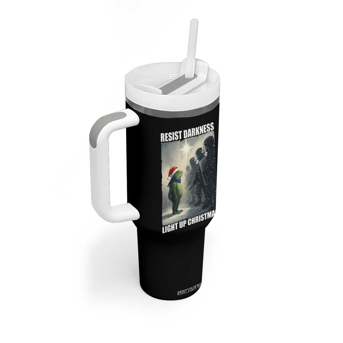 Resist Frog Christmas Tumbler With Handle Funny Portland Protest ICE Activist Meme TS14 Print Your Wear