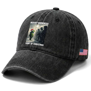 Resist Frog Christmas Washed Cotton Baseball Cap Funny Portland Protest ICE Activist Meme TS14 Print Your Wear