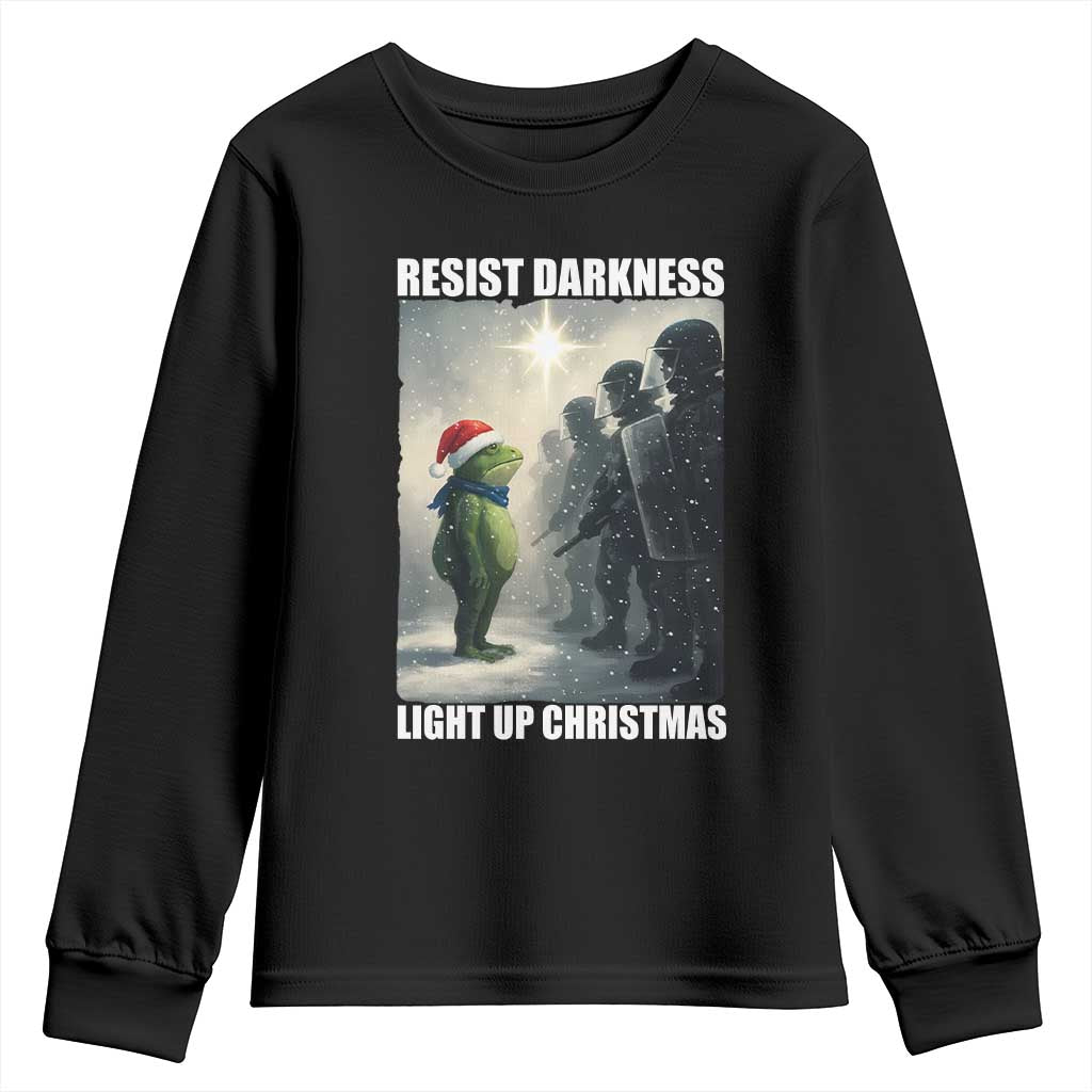 Resist Frog Christmas Youth Sweatshirt Funny Portland Protest ICE Activist Meme TS14 Black Print Your Wear