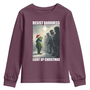 Resist Frog Christmas Youth Sweatshirt Funny Portland Protest ICE Activist Meme TS14 Maroon Print Your Wear