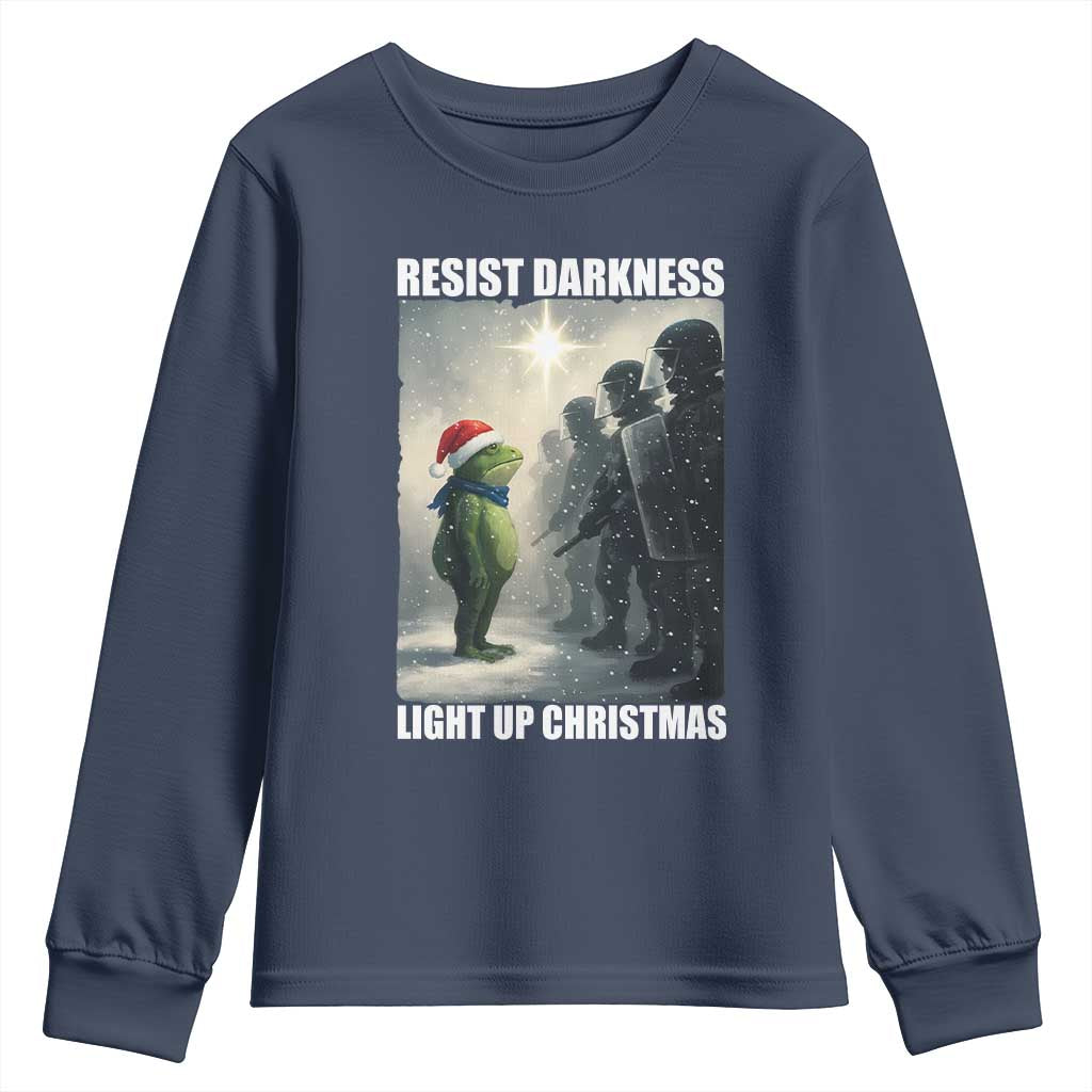Resist Frog Christmas Youth Sweatshirt Funny Portland Protest ICE Activist Meme TS14 Navy Print Your Wear