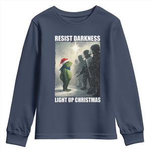 Resist Frog Christmas Youth Sweatshirt Funny Portland Protest ICE Activist Meme TS14 Navy Print Your Wear
