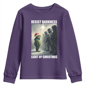 Resist Frog Christmas Youth Sweatshirt Funny Portland Protest ICE Activist Meme TS14 Purple Print Your Wear