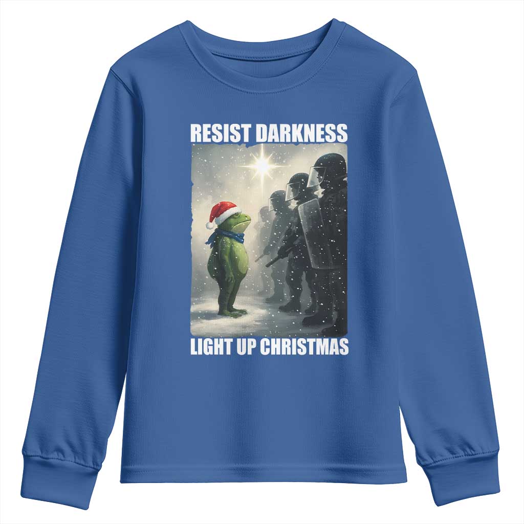 Resist Frog Christmas Youth Sweatshirt Funny Portland Protest ICE Activist Meme TS14 Royal Blue Print Your Wear