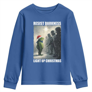 Resist Frog Christmas Youth Sweatshirt Funny Portland Protest ICE Activist Meme TS14 Royal Blue Print Your Wear