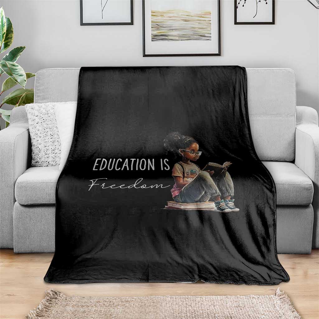 Education Freedom Throw Blanket Black Teacher Books TS14 Print Your Wear