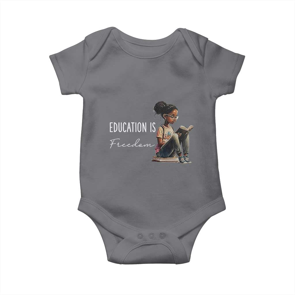Education Freedom Baby Onesie Black Teacher Books TS14 Charcoal Print Your Wear