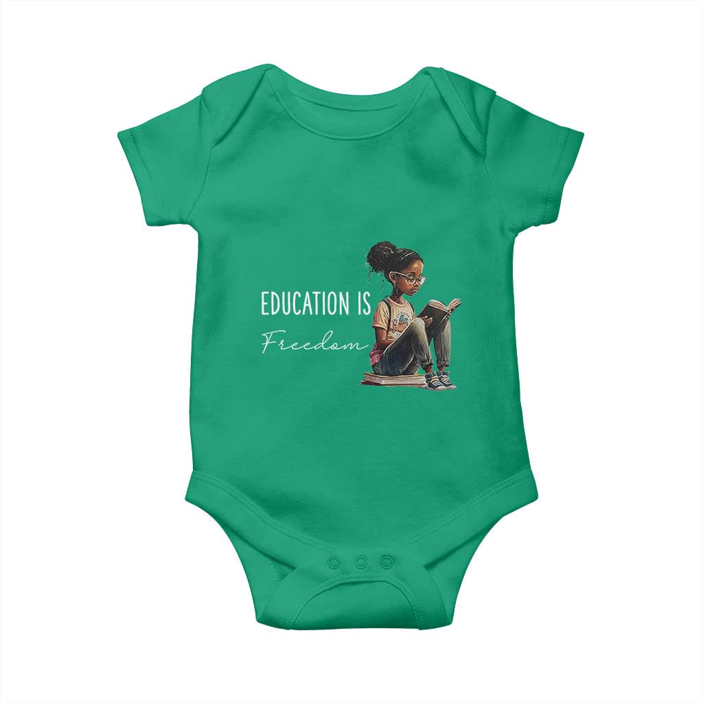 Education Freedom Baby Onesie Black Teacher Books TS14 Irish Green Print Your Wear