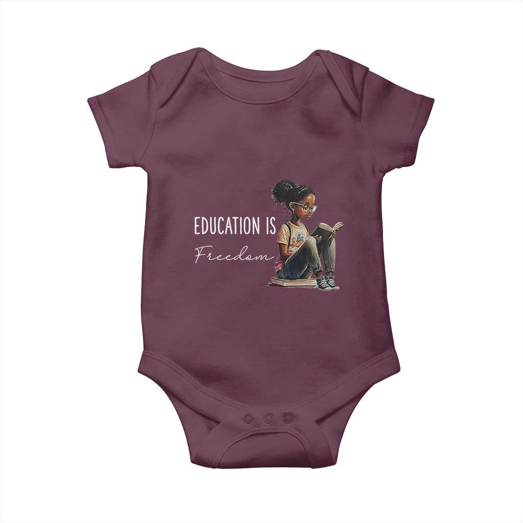 Education Freedom Baby Onesie Black Teacher Books TS14 Maroon Print Your Wear