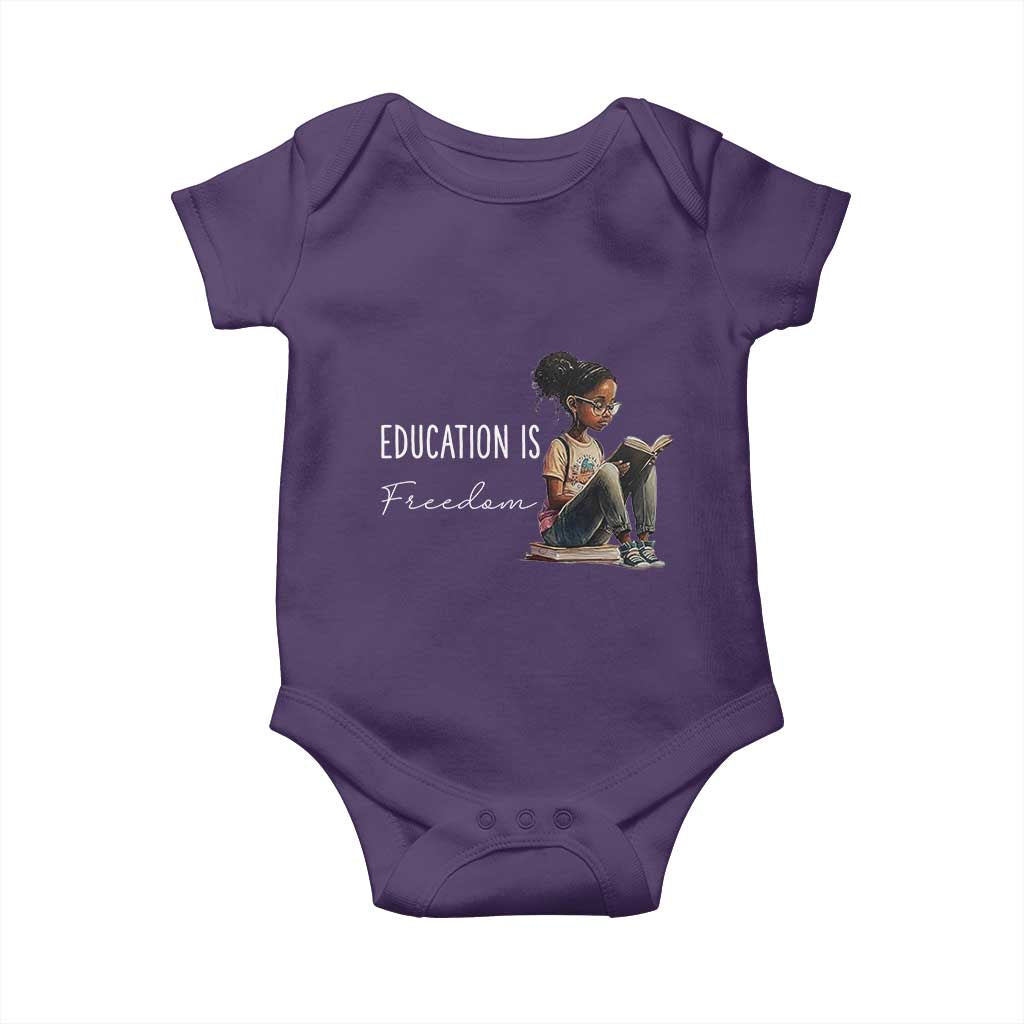 Education Freedom Baby Onesie Black Teacher Books TS14 Purple Print Your Wear