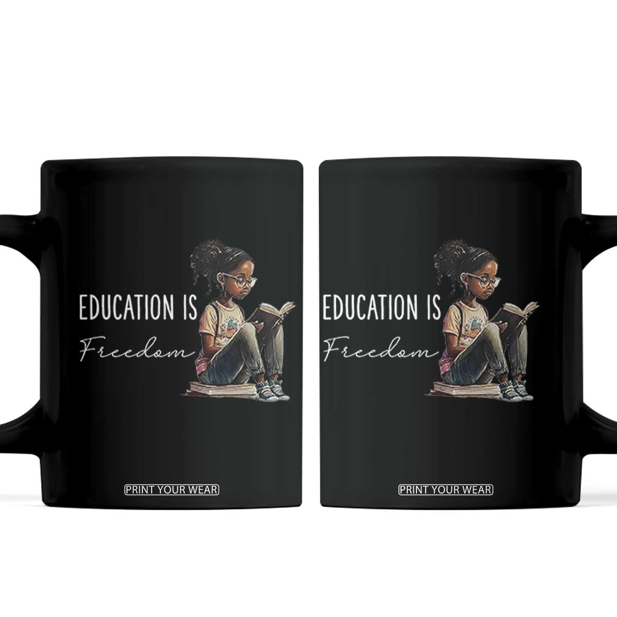 Education Freedom Coffee Mug Black Teacher Books TS14 Black Print Your Wear