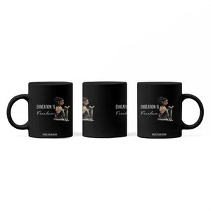 Education Freedom Coffee Mug Black Teacher Books TS14 Print Your Wear