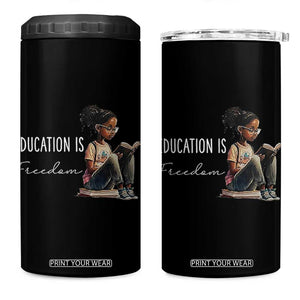 Education Freedom 4 in 1 Can Cooler Tumbler Black Teacher Books TS14 One Size: 16 oz Black Print Your Wear