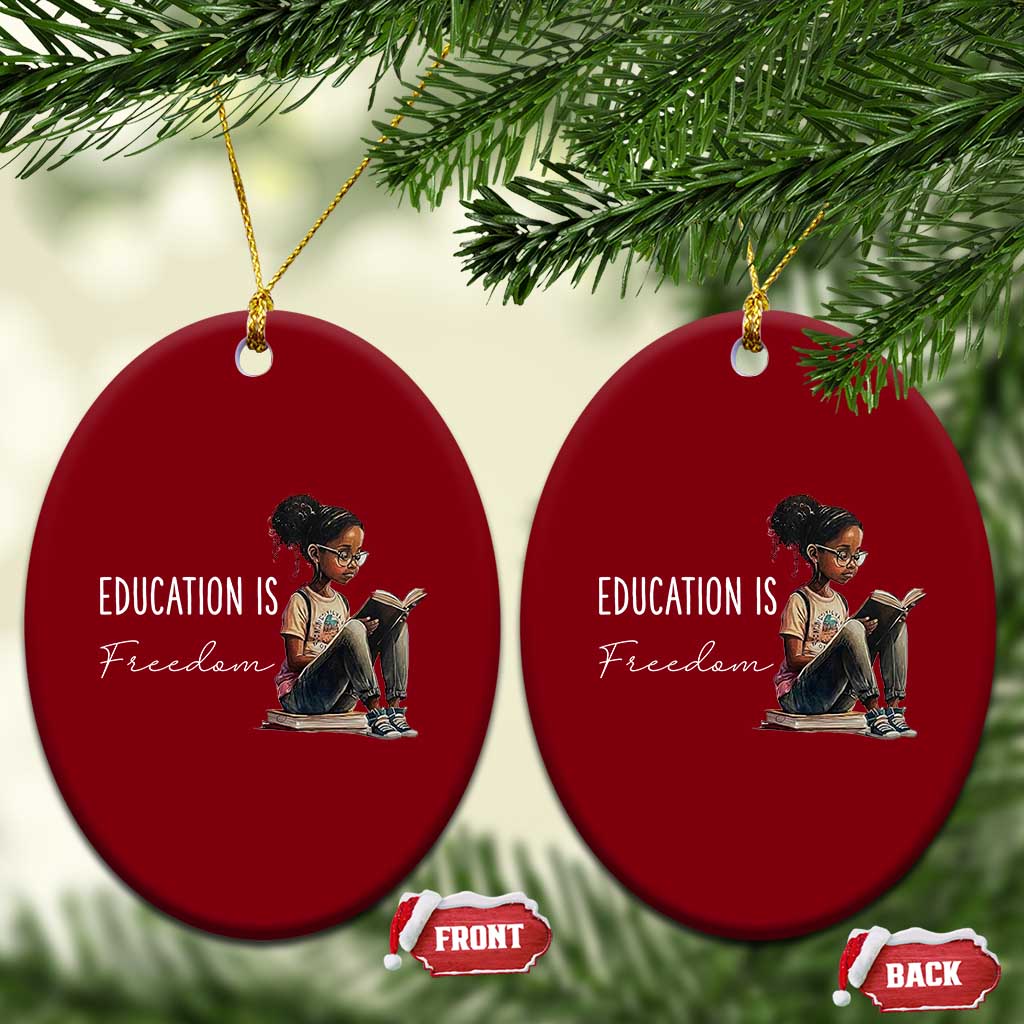 Education Freedom Ceramic Ornament Black Teacher Books TS14 Print Your Wear