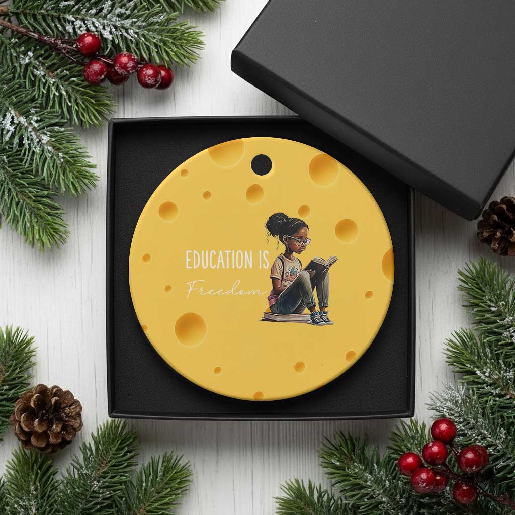 Education Freedom Ceramic Ornament Black Teacher Books TS14 1pc Yellow Cheese Print Your Wear