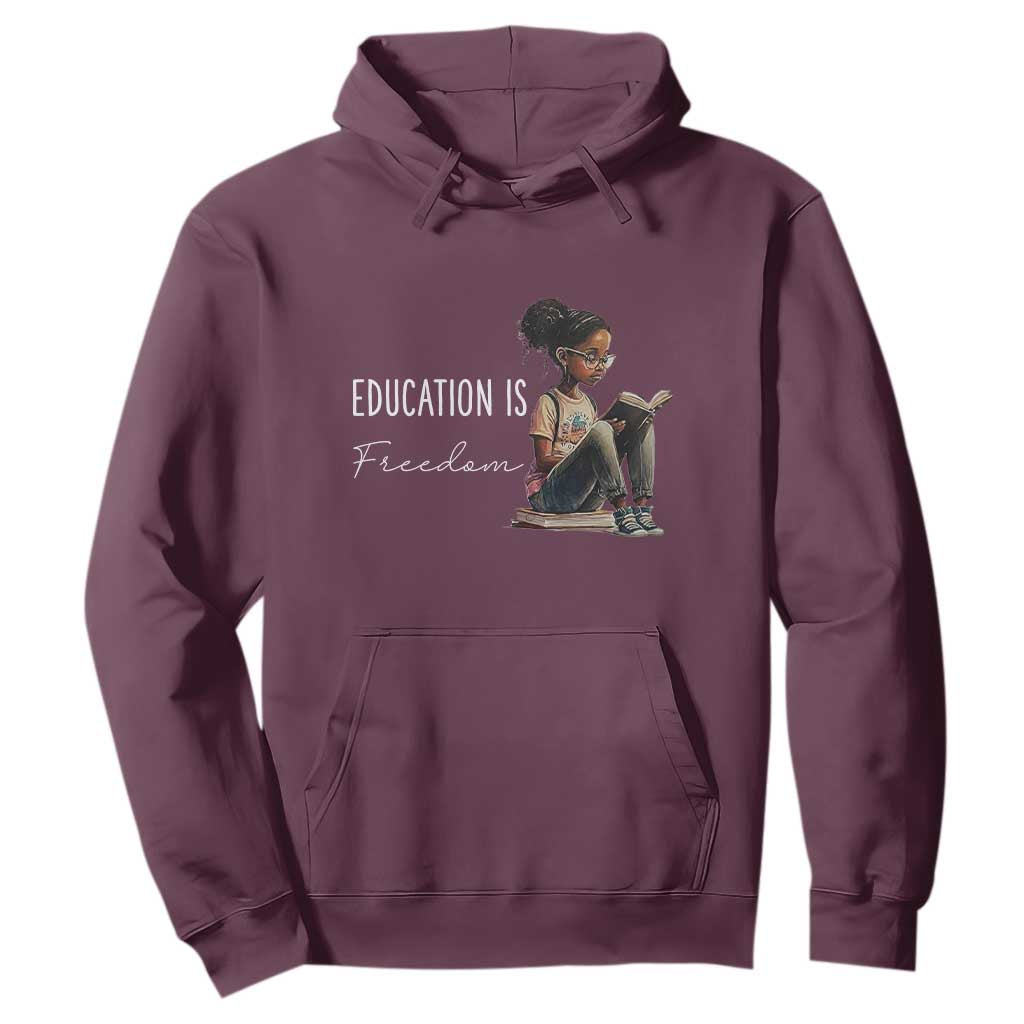 Education Freedom Hoodie Black Teacher Books TS14 Maroon Print Your Wear