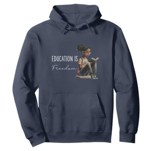 Education Freedom Hoodie Black Teacher Books TS14 Navy Print Your Wear