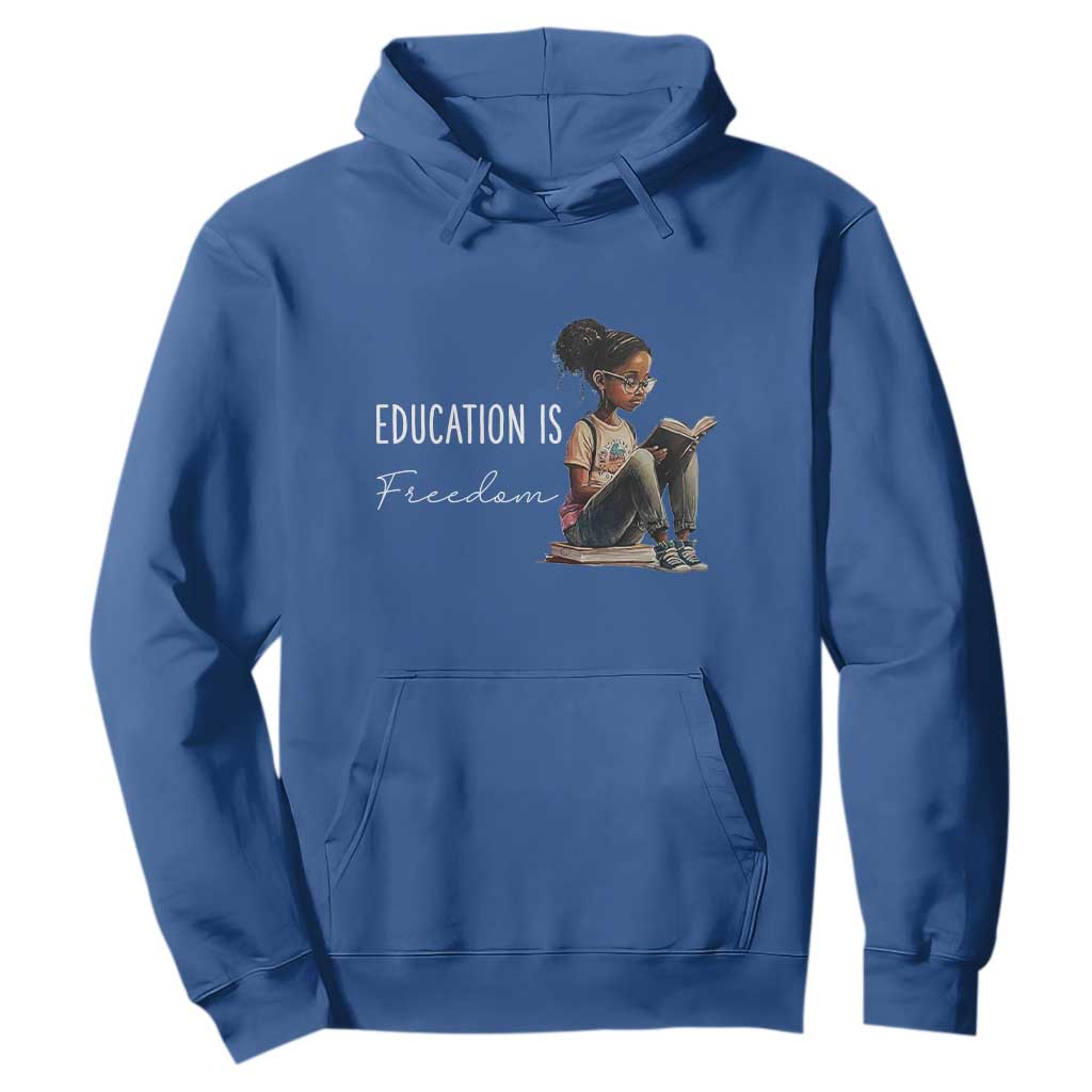 Education Freedom Hoodie Black Teacher Books TS14 Royal Blue Print Your Wear