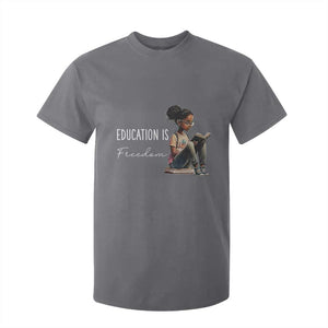 Education Freedom T Shirt For Kid Black Teacher Books TS14 Charcoal Print Your Wear