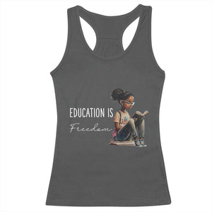 Education Freedom Racerback Tank Top Black Teacher Books TS14 Dark Heather Print Your Wear